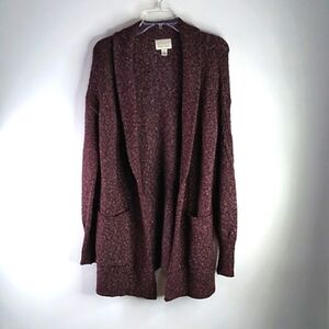 hinge - Plum Colored Open Front Long Sleeve Sweater - Size Small